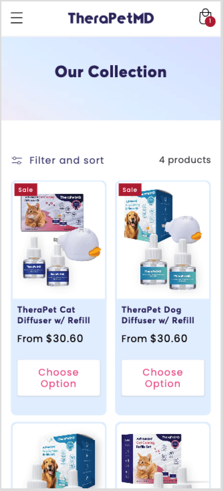 Collection Pages before redesign