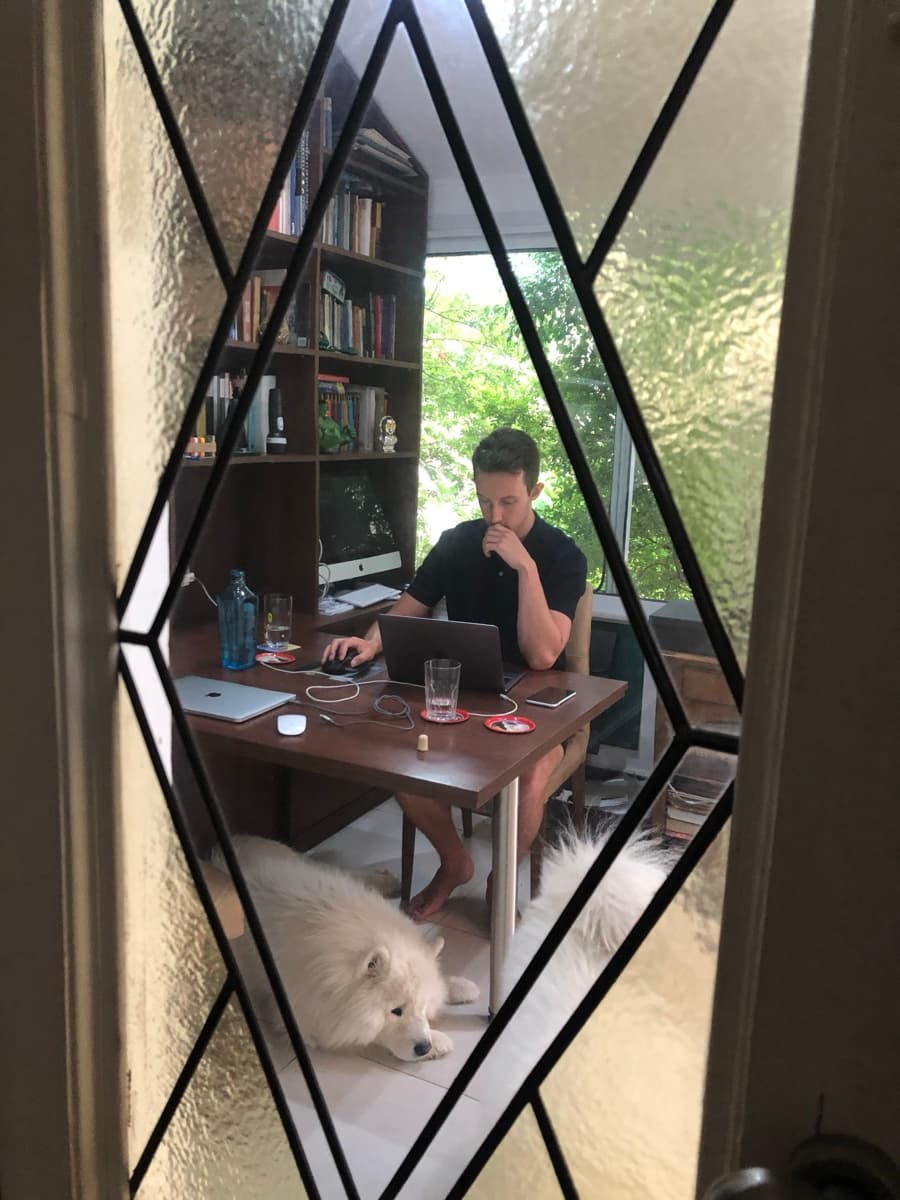 Harry working on the first version of DTC Pages, January 2021