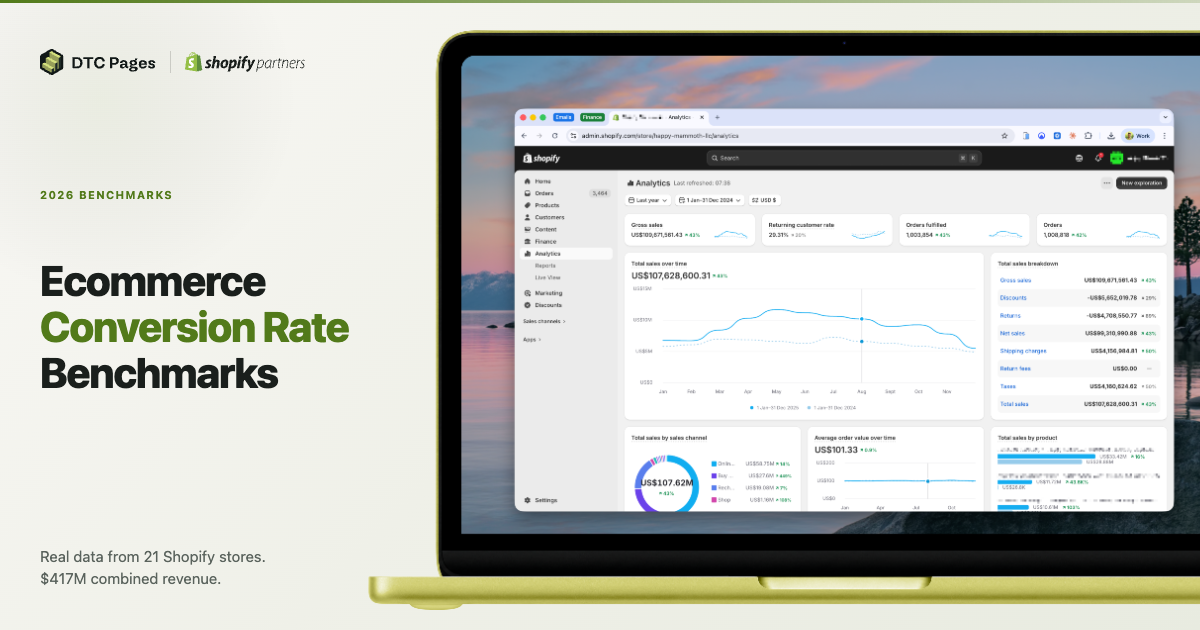 Ecommerce Conversion Rate Benchmarks 2026 | DTC Pages